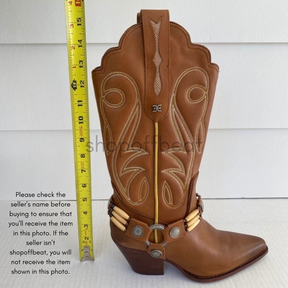 NEW Sam Edelman Jackie Western Boot Chestnut Leather 7.5 - Picture 13 of 16